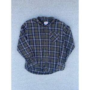 Levis Mens Olive Green Black Plaid Flannel Long Sleeve Button Up Shirt Large